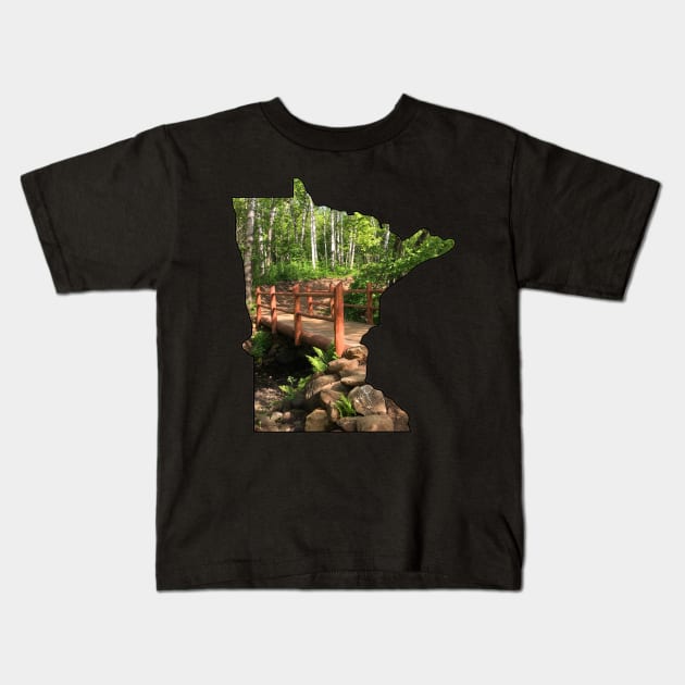 Minnesota State Outline (Duluth Traverse Bike Trail Bridge) Kids T-Shirt by gorff